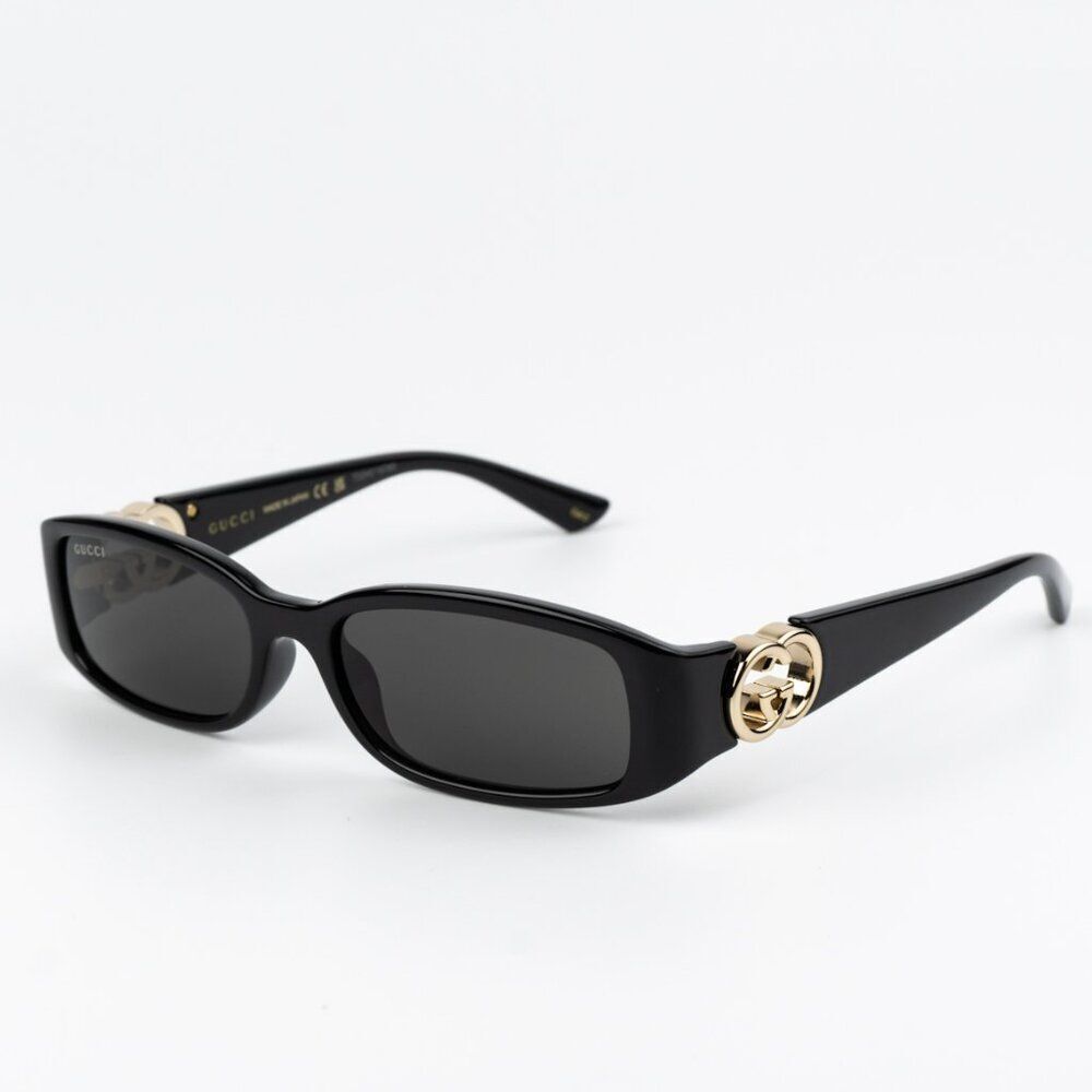NEW Gucci GG1661S 001 Black Grey Rectangle Unisex Sunglasses